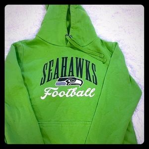 Small lime green Seahawks sweatshirt.